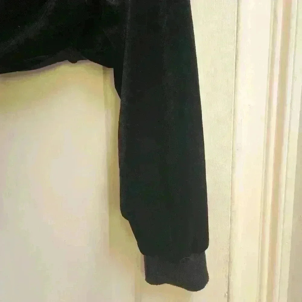 NUDE longsleeve black velvet tie front cropped top size medium - Picture 6 of 6